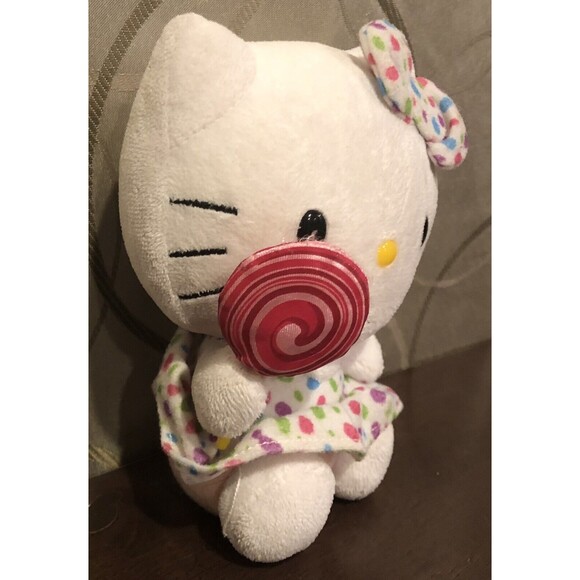 Ty Beanie Buddies Hello Kitty 6" Lollipop Polka Dot Dress Bow Plush 2012 - Picture 2 of 10